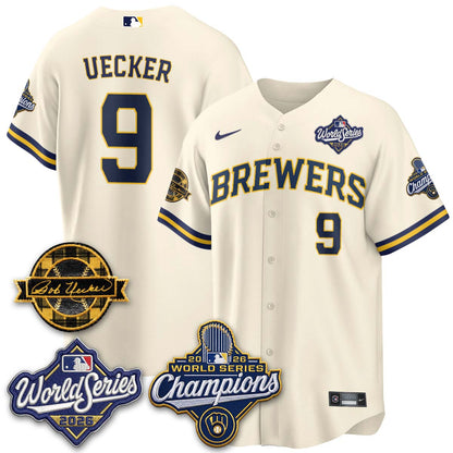 MIL 2026 WS Champions - Bob Uecker Patch Gold Jersey - Stitched (Tiktok)
