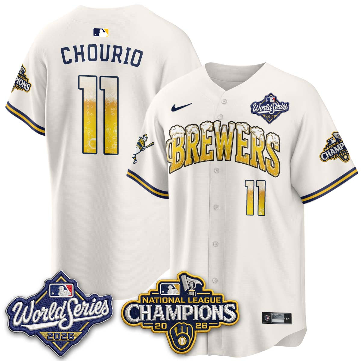 Milwaukee Brewers "Pitcher & Pint" 2026 NL Champions Vapor Jersey - Stitched