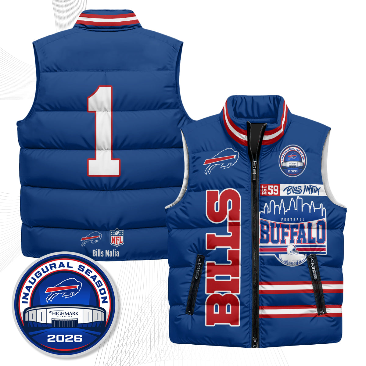 Buffalo Bills "Mafia" Edition Puffer Vest - Printed