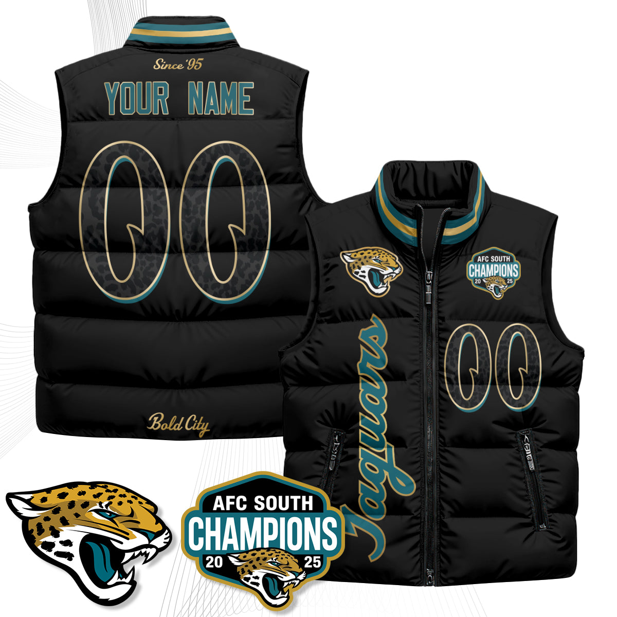 Jacksonville Jaguars 2026 Rivalries Custom Puffer Vest - Printed
