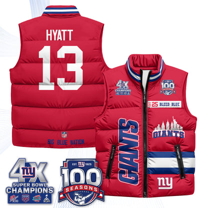 NYG 4X Champs S.Bowl Puffer Vest - Printed