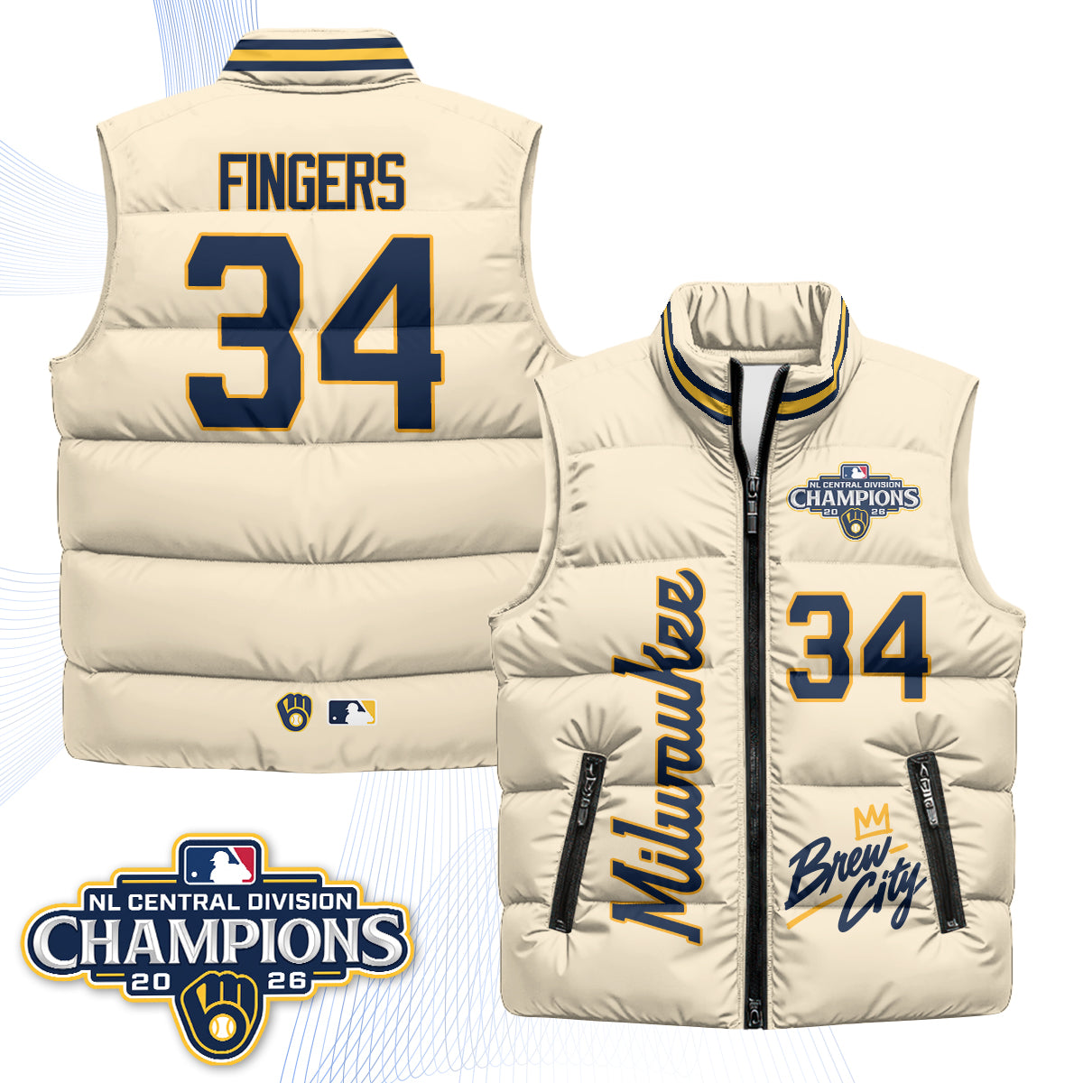 Milwaukee Brewers "Brew City" Puffer Vest V2 - Printed