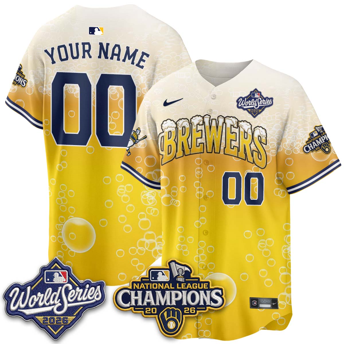 Milwaukee Brewers "Pitcher & Pint" 2026 NL Champions Custom Vapor Jersey - Stitched