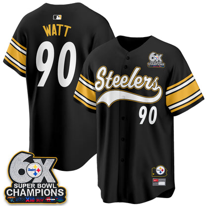Pittsburgh Steelers 6X Champs Throwback Baseball Vapor Jersey - Stitched