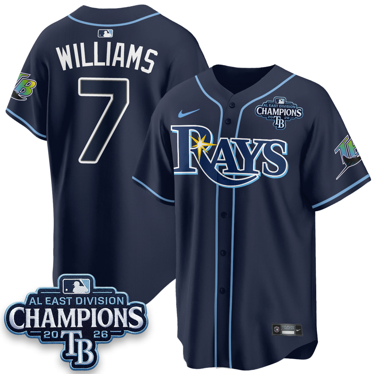 Tampa Bay Rays 2026 AL East Champs Vapor Jersey - Stitched