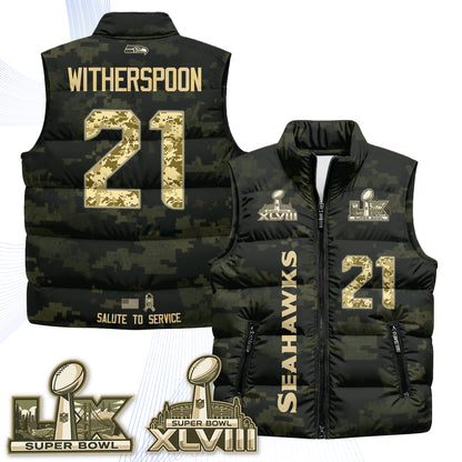 Seattle Seahawks 2026 Salute to Service Puffer Vest - Printed