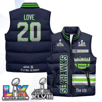 SEA "Go Hawks" Edition Puffer Vest - Printed