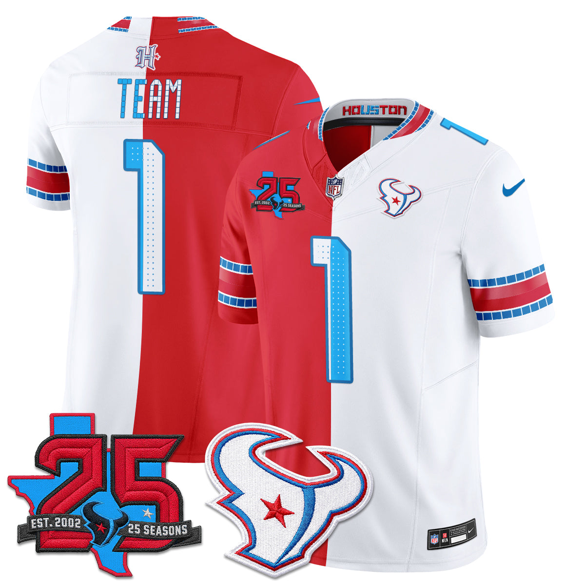 Houston Texans 2026 Rivalries Split Vapor Jersey - Stitched