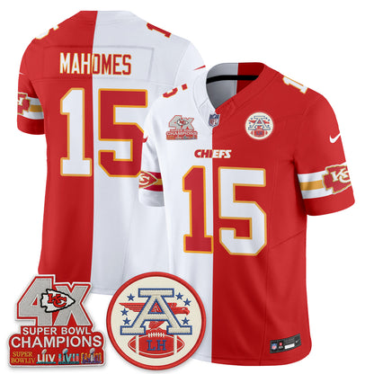 Kansas City Chiefs 4X Champs Patch Split Edition Vapor Jersey - Stitched
