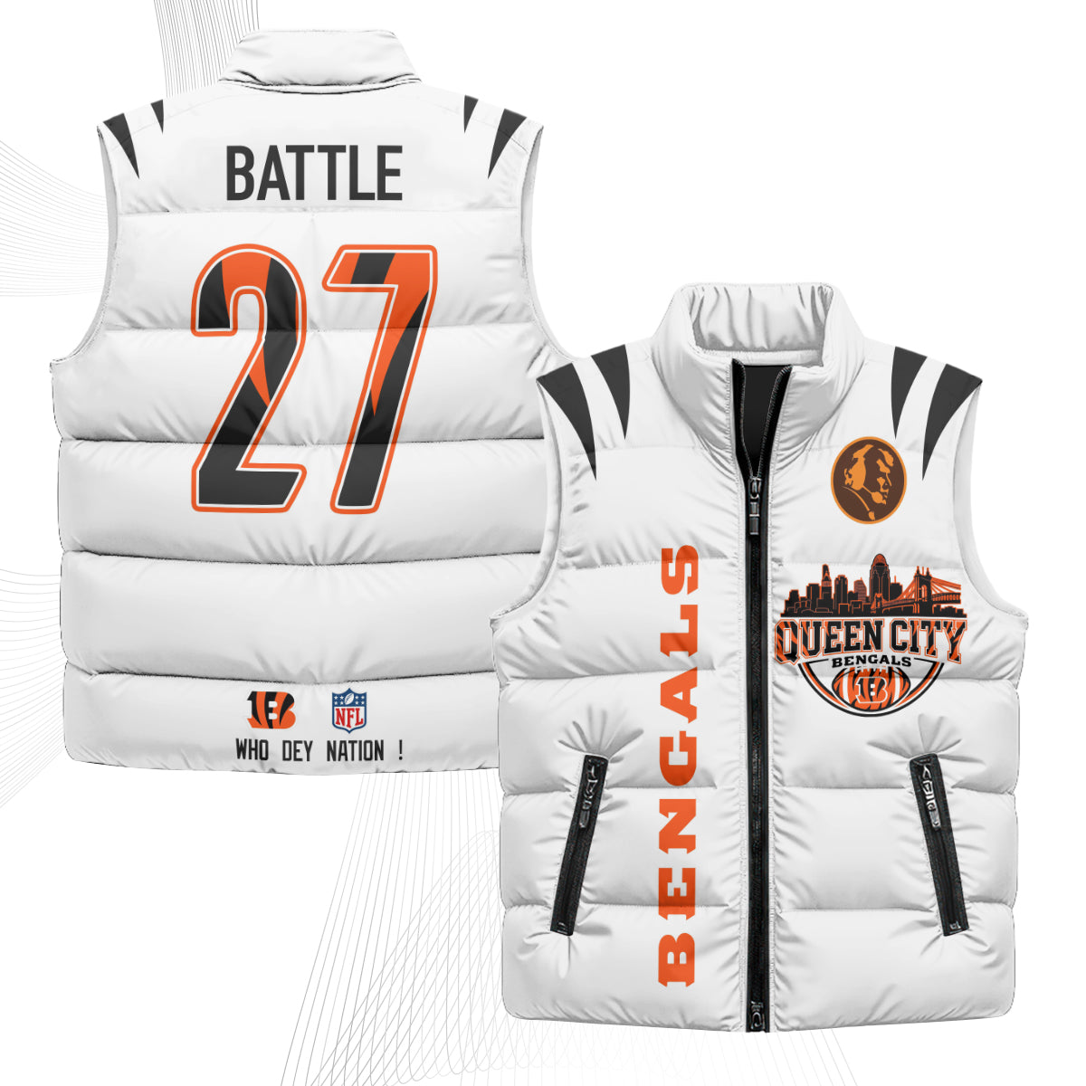 CIN John Madden Patch Puffer Vest - Printed