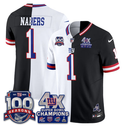 New York Giants 4X SBowl Split Edition Vapor Jersey - Stitched