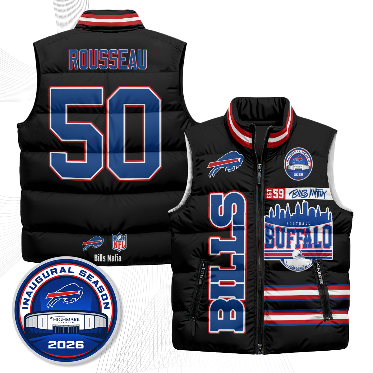 Buffalo Bills "Mafia" Edition Puffer Vest - Printed