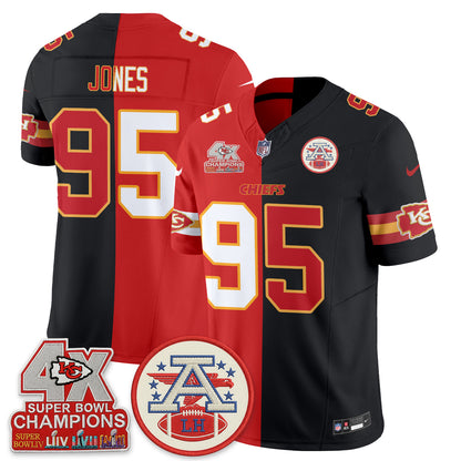 Kansas City Chiefs 4X Champs Patch Split Edition Vapor Jersey - Stitched