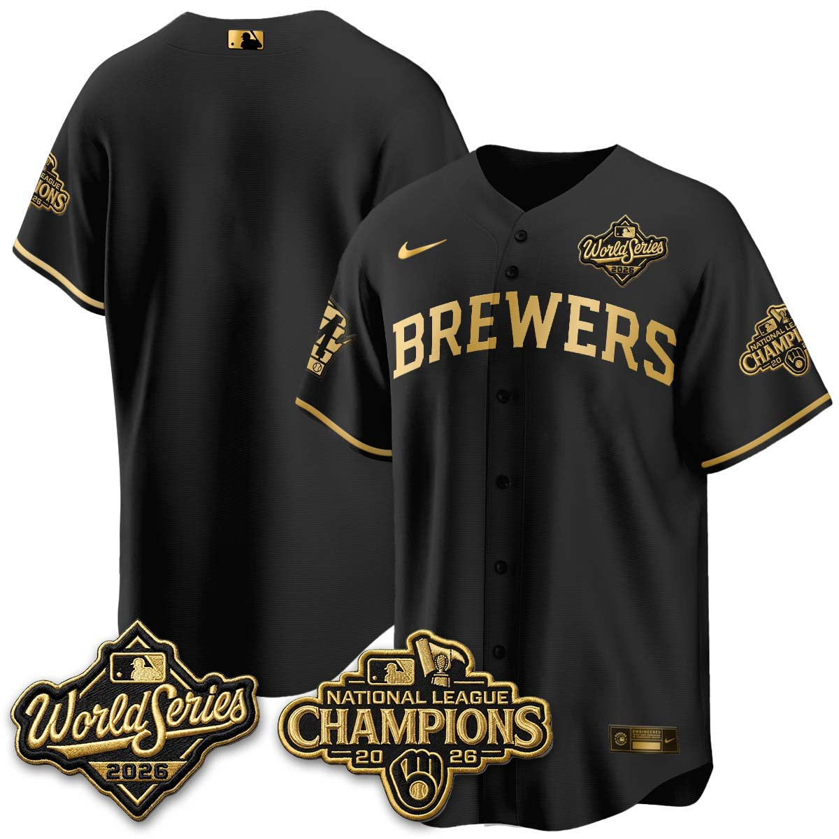 Milwaukee Brewers 2026 NL Champions Vapor Jersey - Stitched