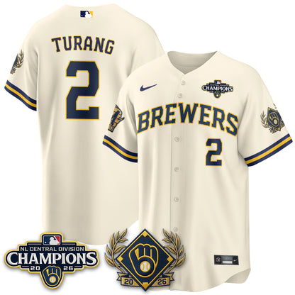 Milwaukee Brewers 2026 NL Division Champs Vapor Gold Jersey - Stitched