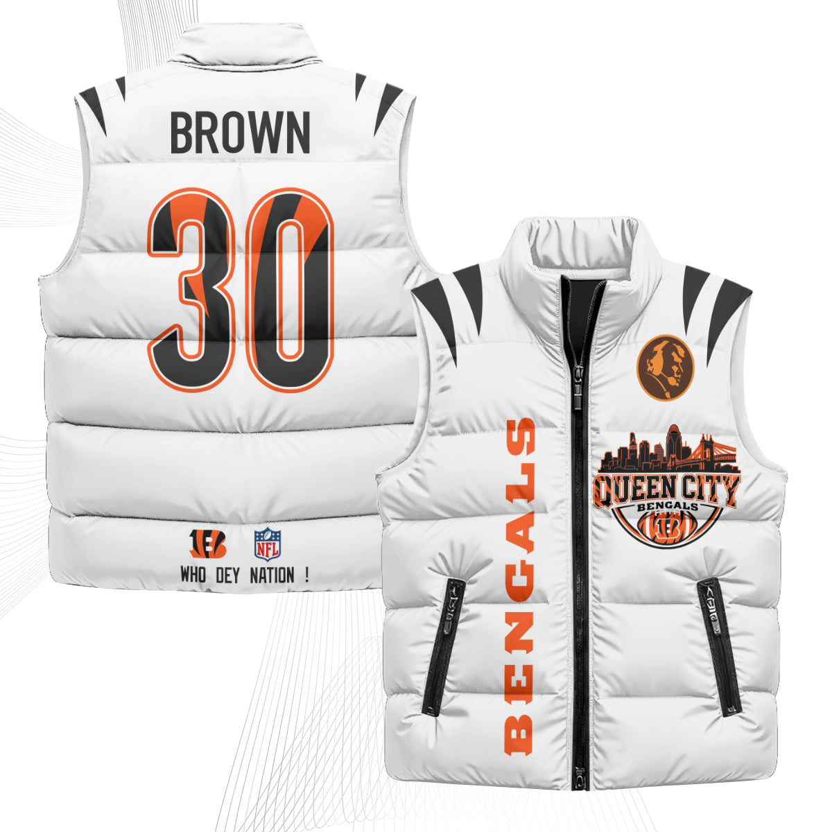 CIN John Madden Patch Puffer Vest - Printed