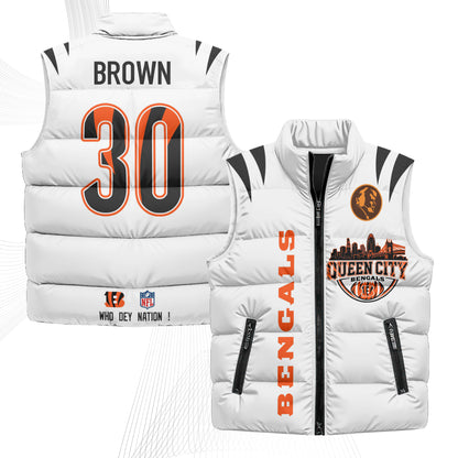 CIN John Madden Patch Puffer Vest - Printed