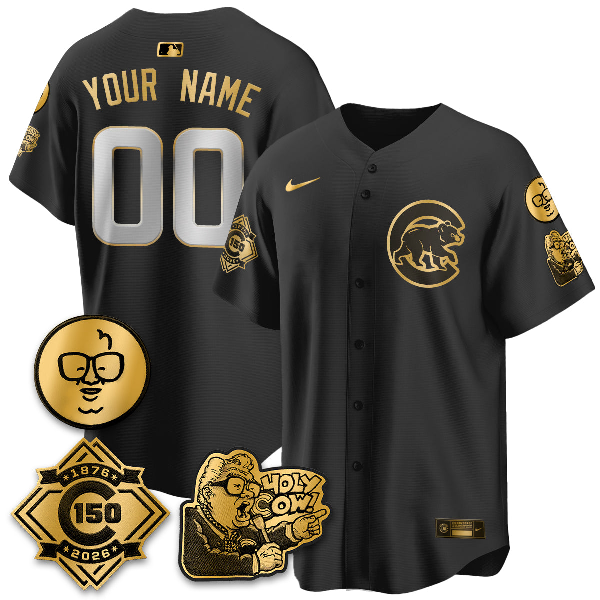 CHC 150th Anniversary Harry Caray Holy Cow Vapor Premier Limited Custom Jersey - All Stitched V3
