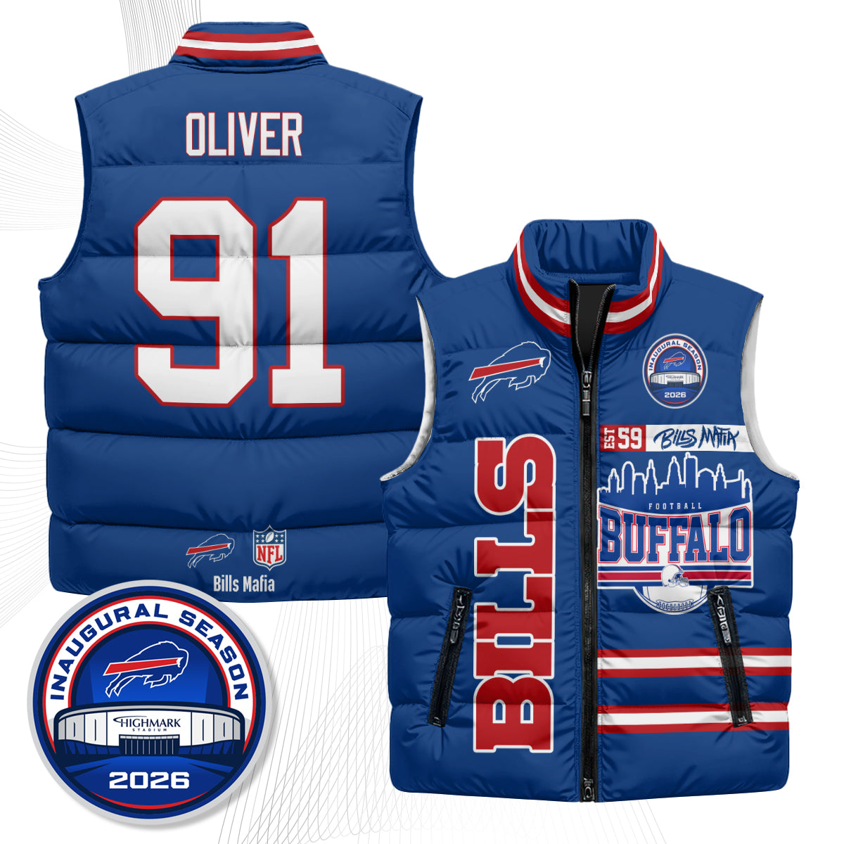 Buffalo Bills "Mafia" Edition Puffer Vest - Printed
