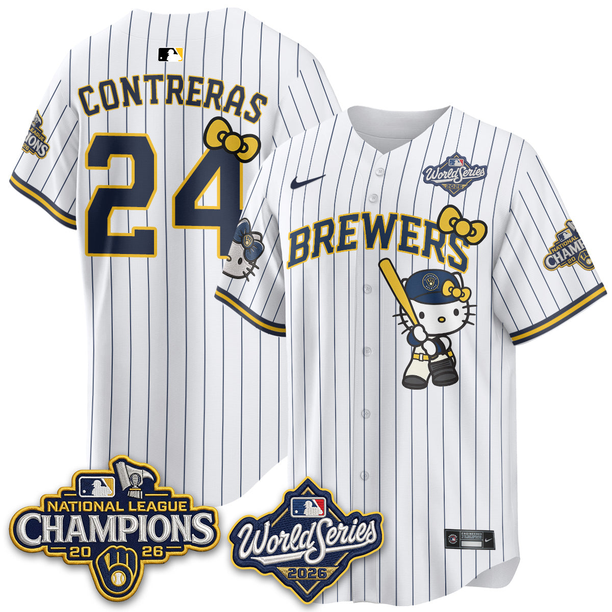 Milwaukee Brewers 2026 NL Champions x Meow KT Vapor Jersey - Stitched