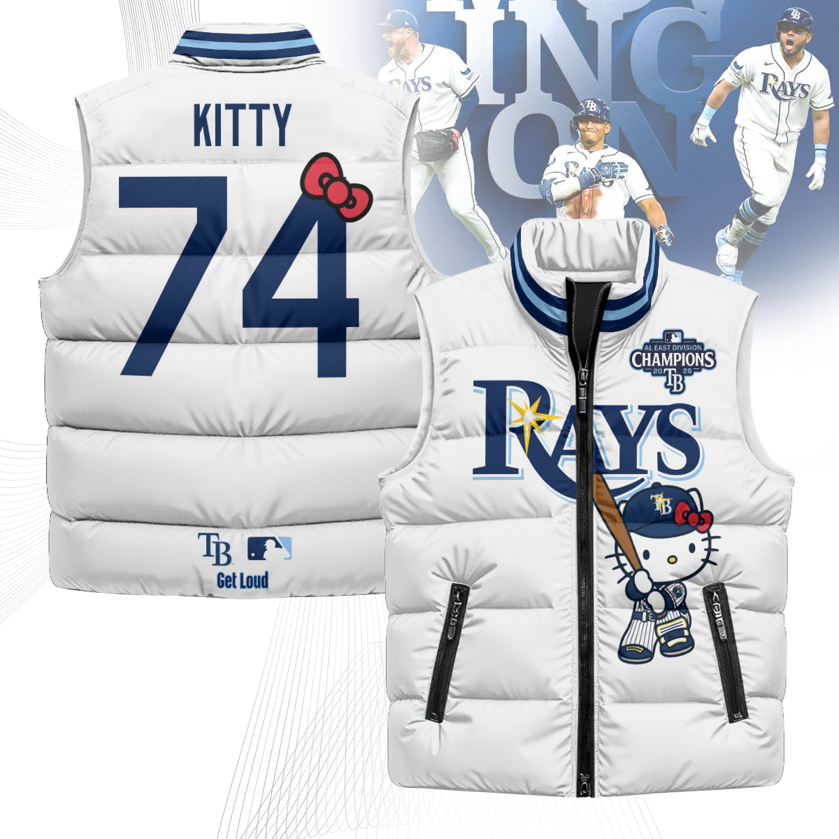 TB x Meow KT 2026 AL East Champs Puffer Vest - Printed