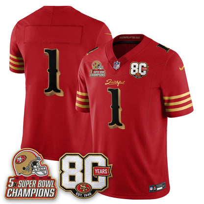 SF 80 Years & 5X Champs Rivalries Vapor Jersey - Stitched
