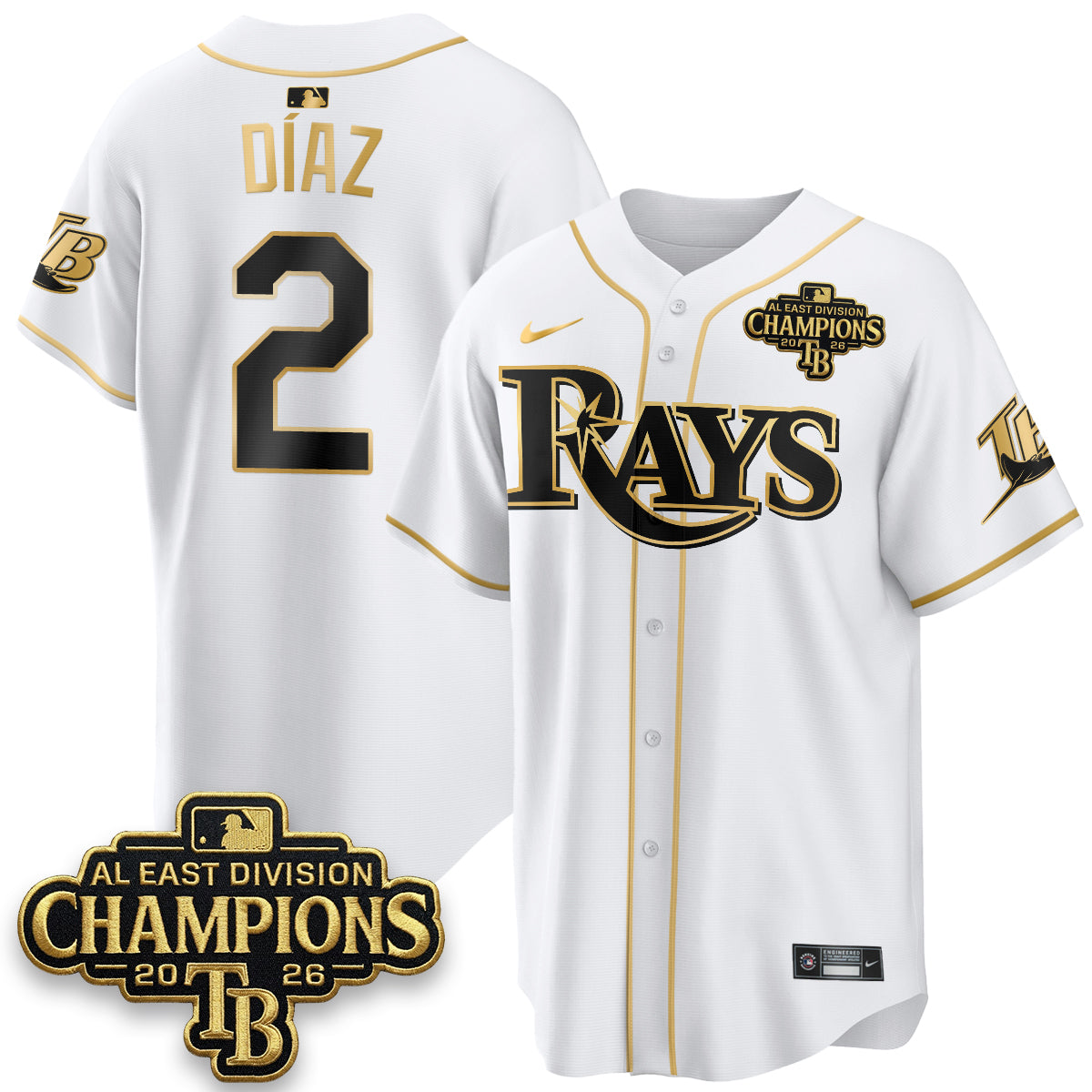 TB 2026 AL East Champs Gold Edition Vapor Jersey - Stitched