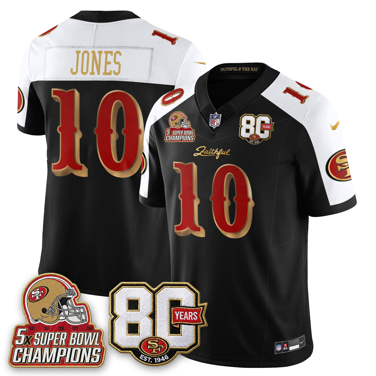 SF 80 Years & 5X Champs Rivalries Vapor Jersey - Stitched