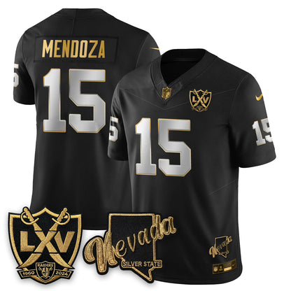 LVR Fernando Mendoza No.1 #15 Black Gold Edition Jersey - All Stitched