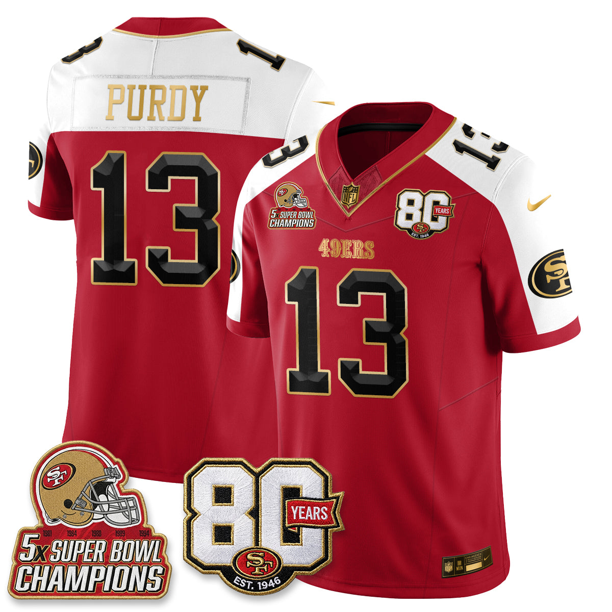 SF 80 Years & 5X Champs Vapor Jersey - Stitched