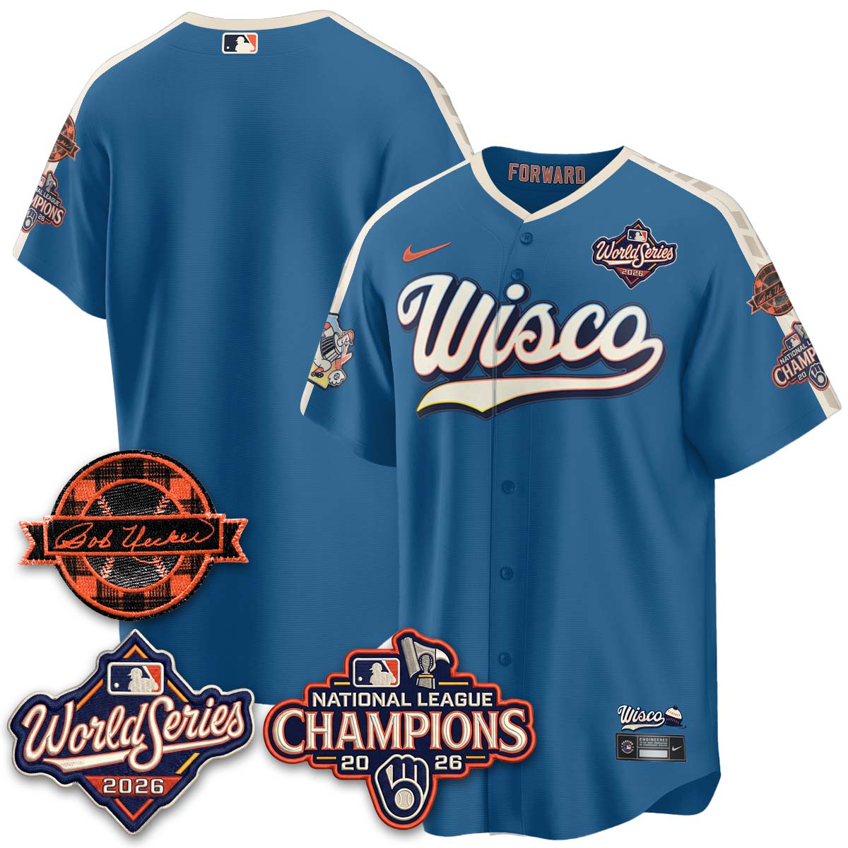 MIL WS26 - Bob Uecker Patch Black Gold Jersey - Stitched (Tiktok)