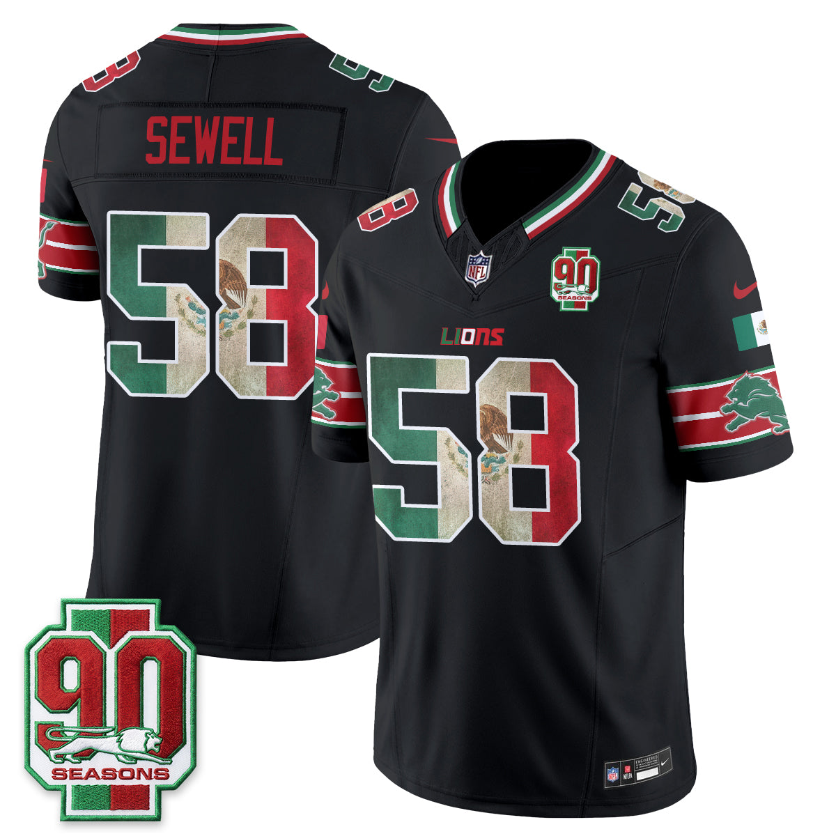 DET Mexico Edition Vapor Jersey - Stitched