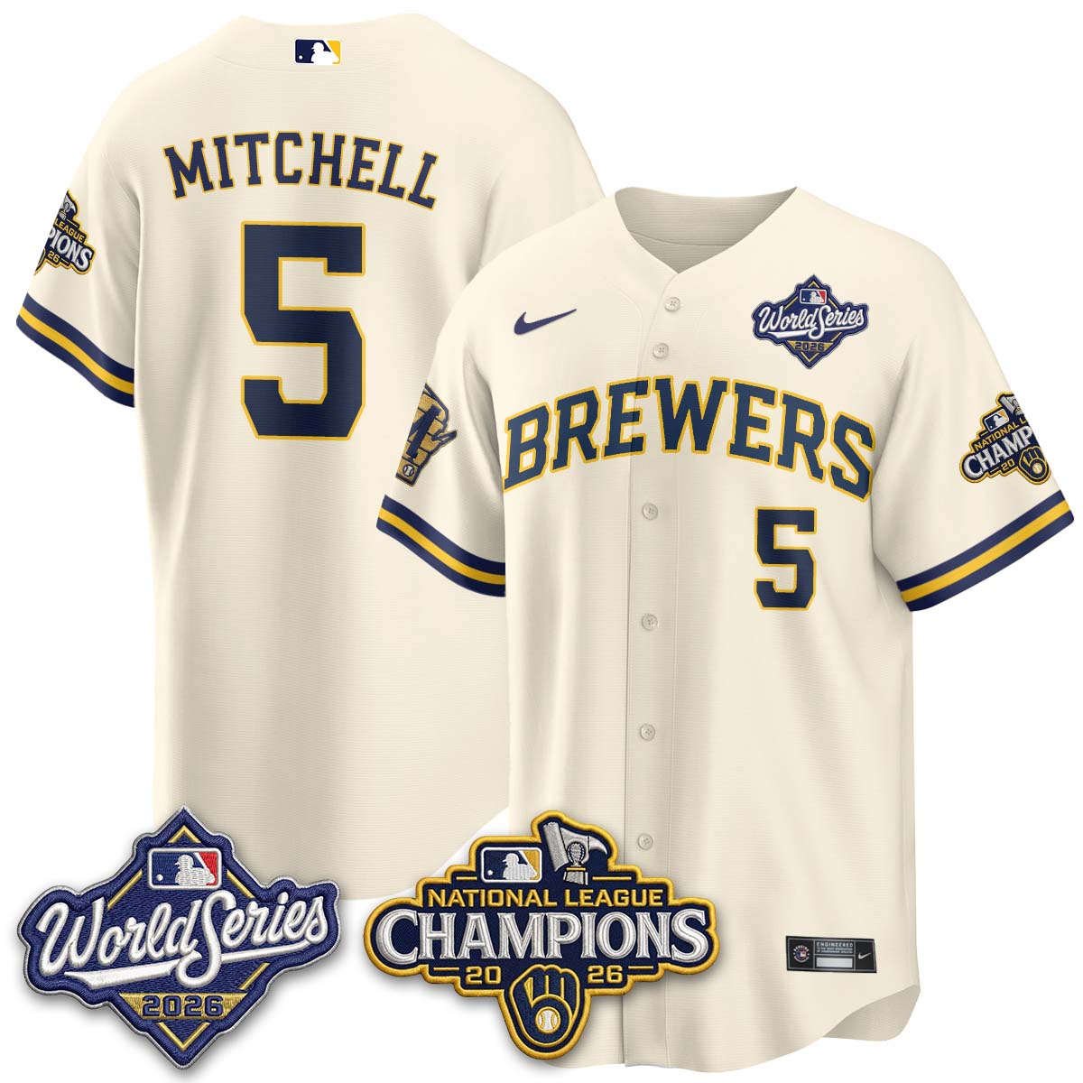 Milwaukee Brewers 2026 NL Champions Vapor Jersey - Stitched
