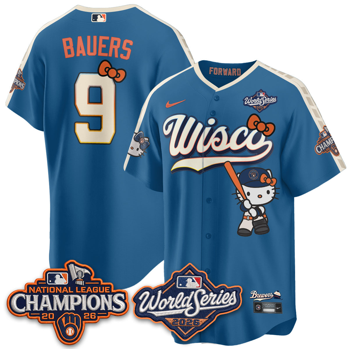 Milwaukee Brewers 2026 NL Champions x Meow KT Vapor Jersey - Stitched