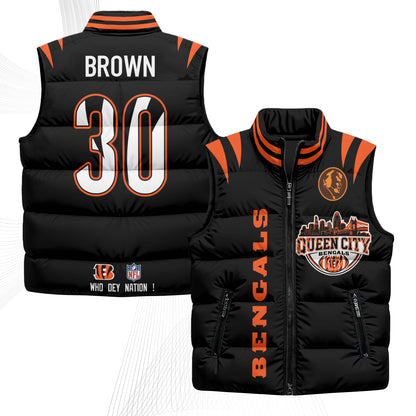 CIN John Madden Patch Puffer Vest - Printed