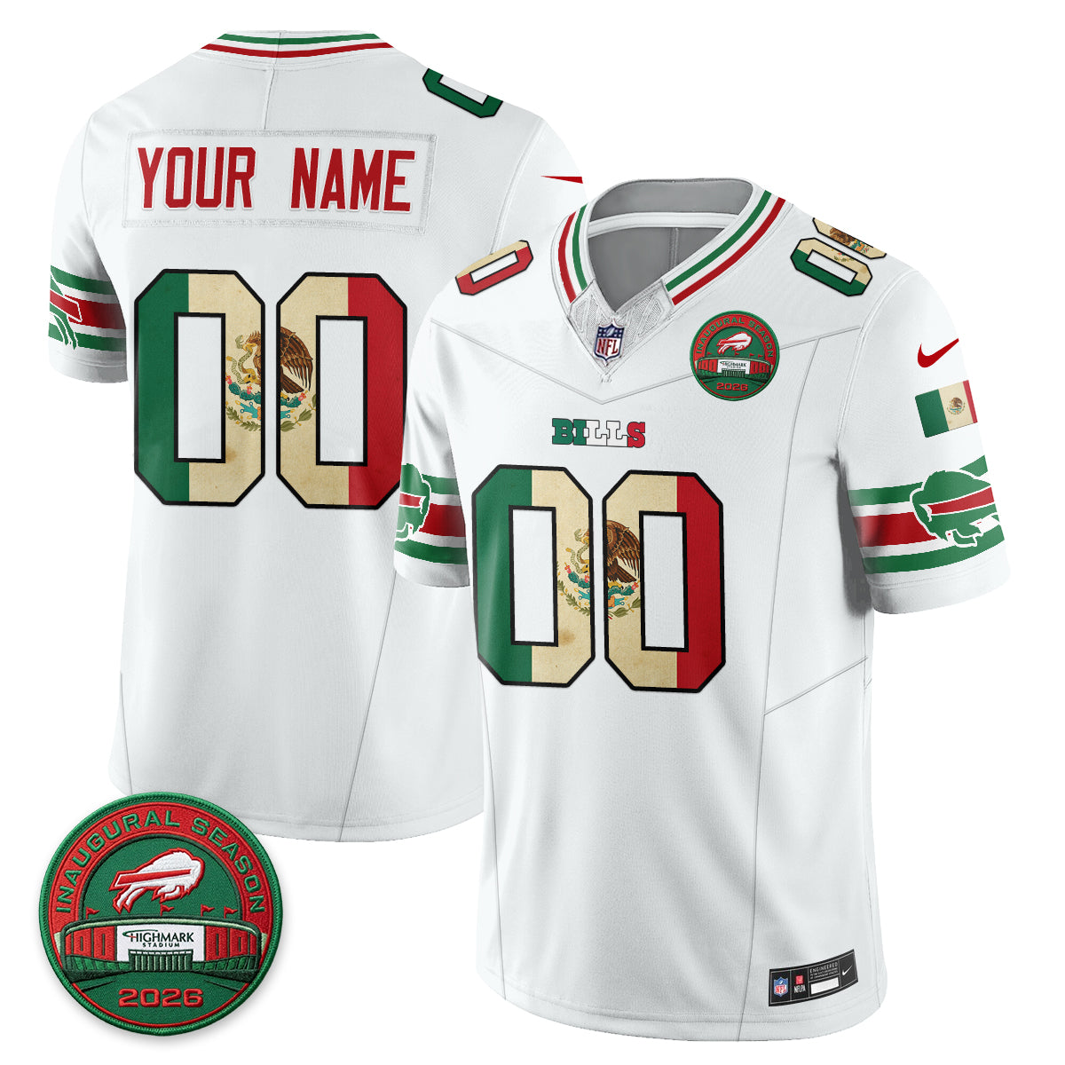 Buffalo Bills Mexico Edition Vapor Custom Jersey - Stitched