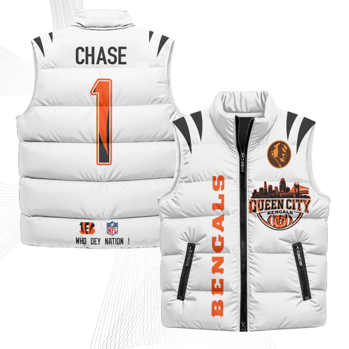 CIN John Madden Patch Puffer Vest - Printed