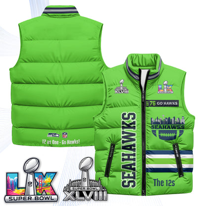 SEA "Go Hawks" Edition Puffer Vest - Printed