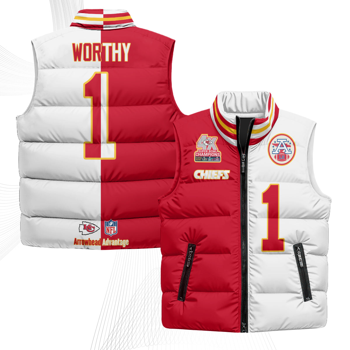 KC 4X Champs Gold Edition Puffer Vest - Printed