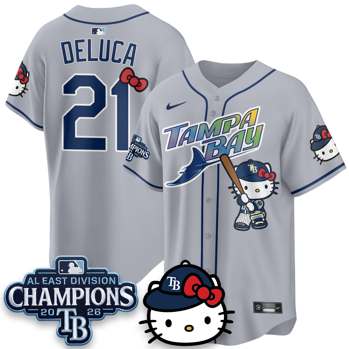 TB x Meow KT 2026 AL East Champs Vapor Jersey - Stitched