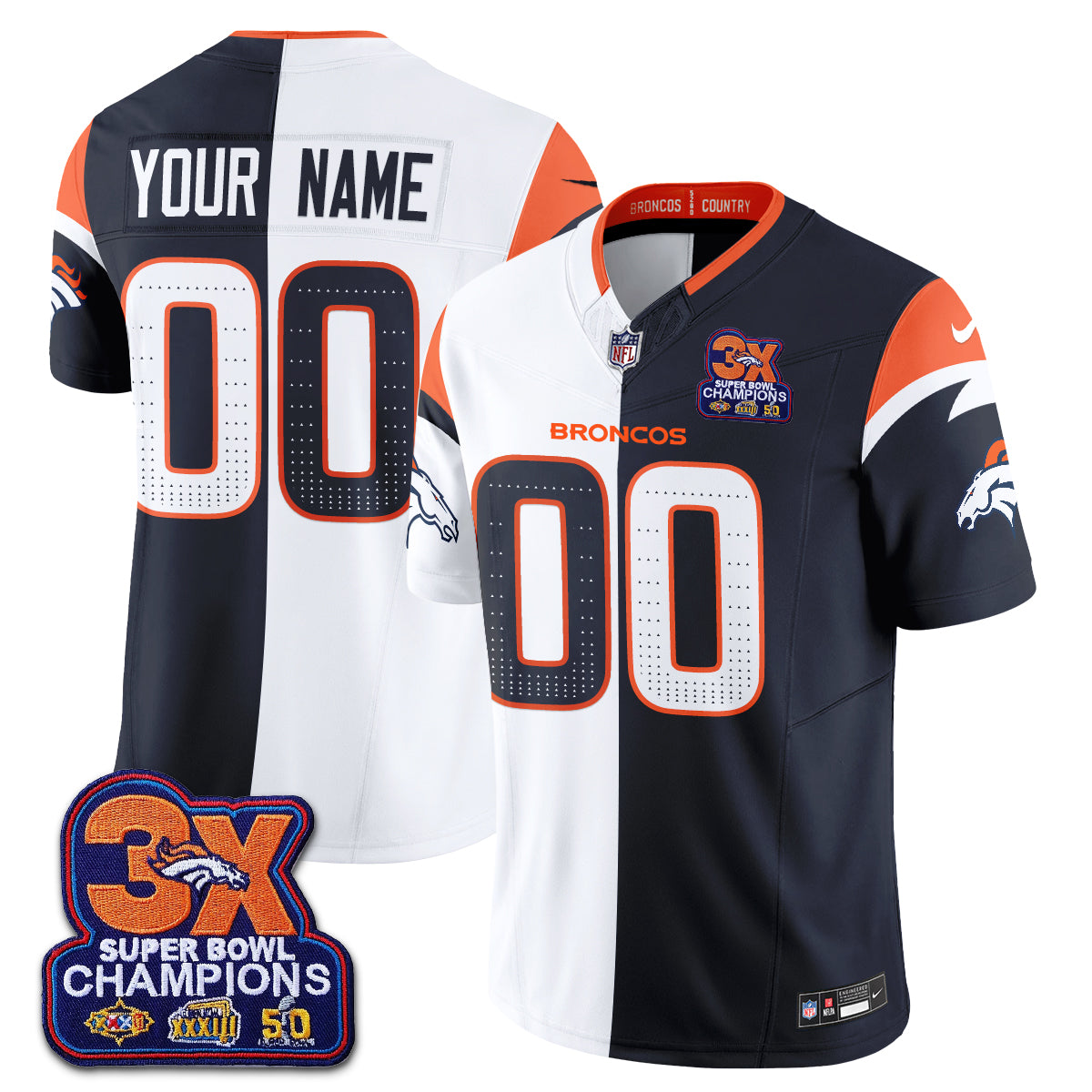 DEN Split Edition Vapor Custom Jersey - Stitched