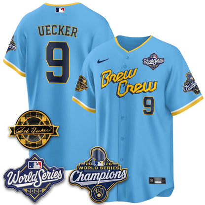 MIL 2026 WS Champions - Bob Uecker Patch Gold Jersey - Stitched (Tiktok)