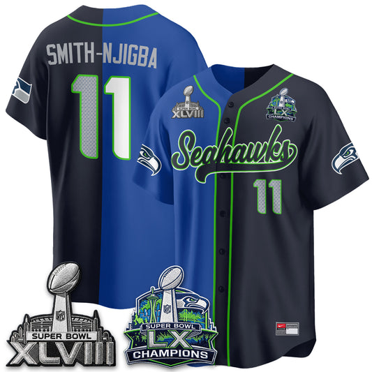 SEA S.Bowl Champs Split Baseball Vapor Jersey V1- Stitched