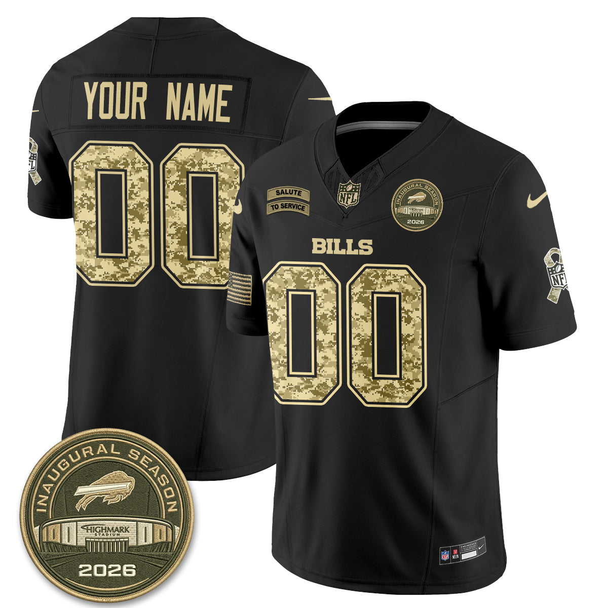 BUF 2026 Salute to Service Edition Vapor Custom Jersey V2- Stitched