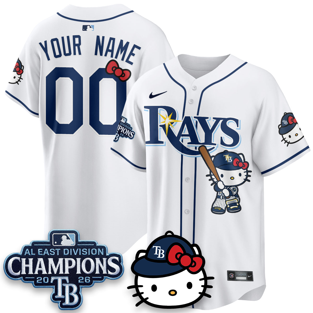 TB x Meow KT 2026 AL East Champs Vapor Custom Jersey - Stitched
