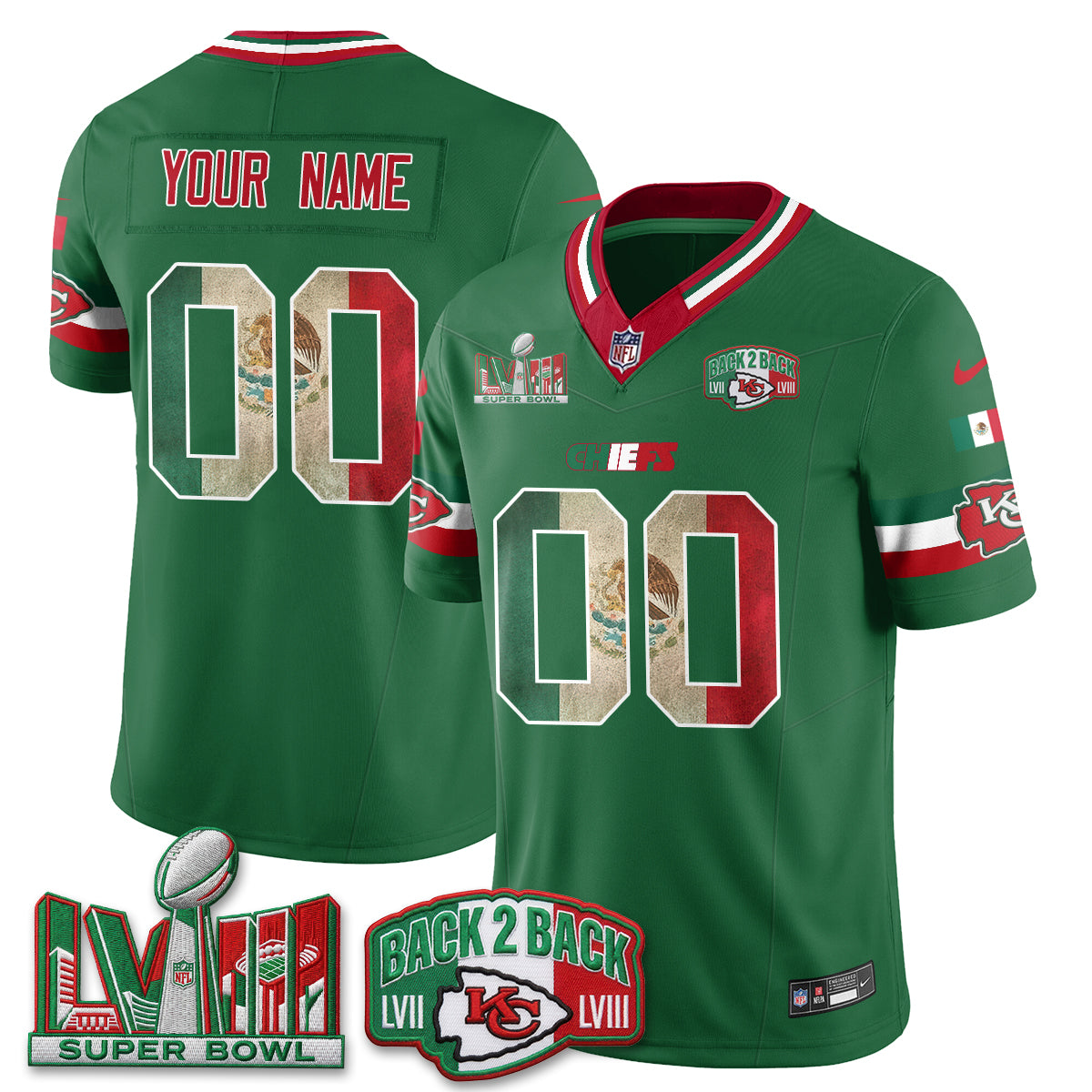 KC Mexico Edition Vapor Custom Jersey - Stitched