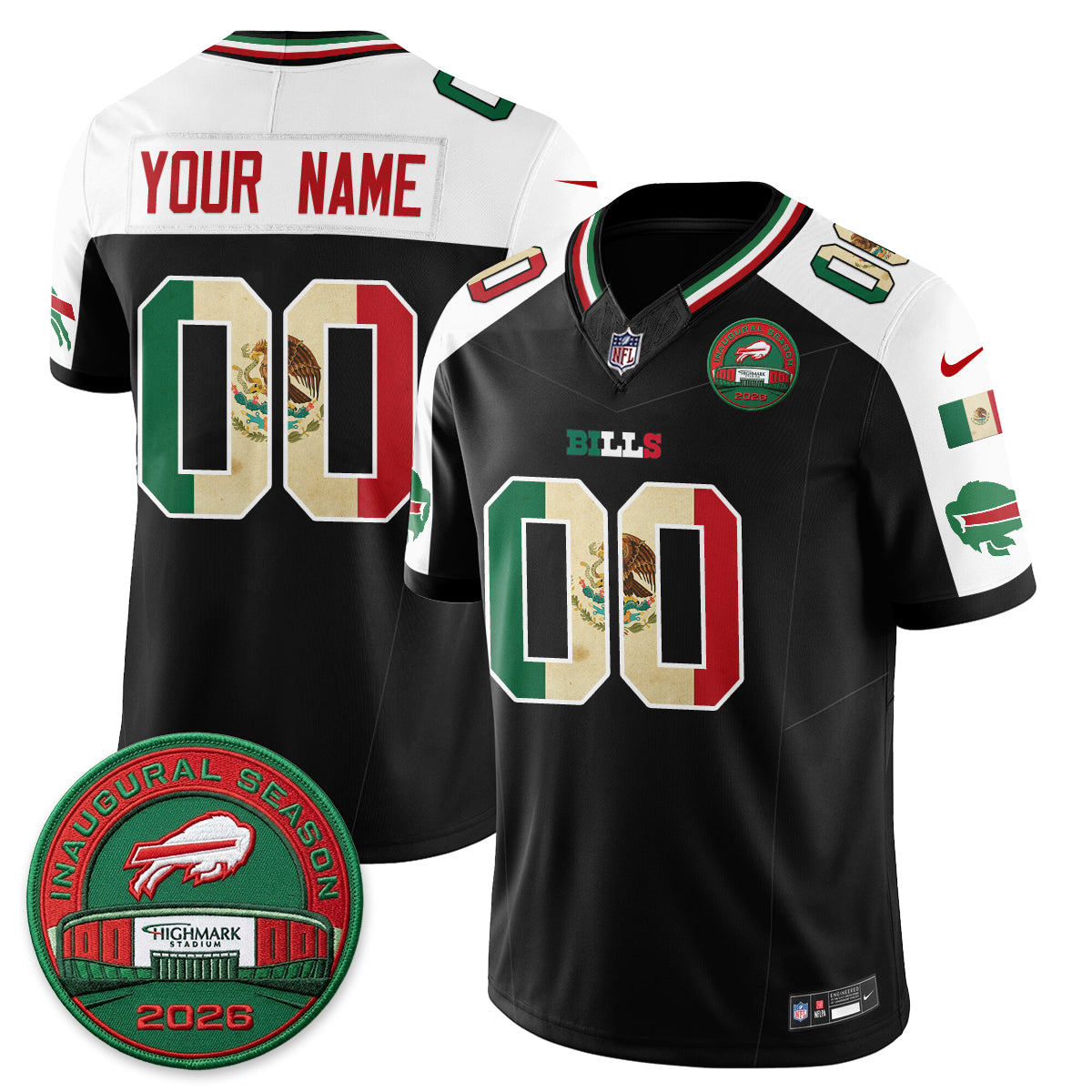 Buffalo Bills Mexico Edition Vapor Custom Jersey - Stitched