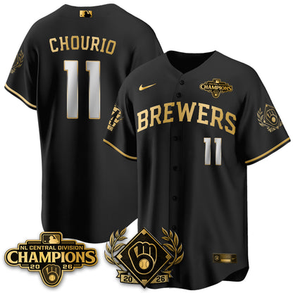 Milwaukee Brewers 2026 NL Division Champs Vapor Gold Jersey - Stitched