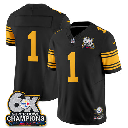 Pittsburgh Steelers 6X Champs Throwback V2 Vapor Jersey - Stitched