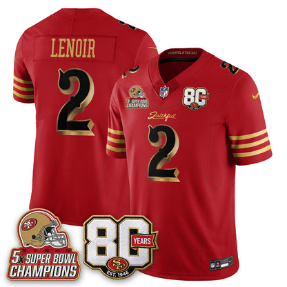 SF 80 Years & 5X Champs Rivalries Vapor Jersey - Stitched
